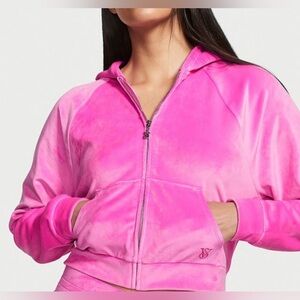 Cozy Velour Hoodie - VS - NWOT Hot Pink